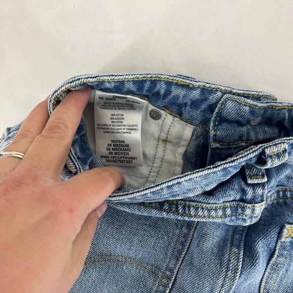 Distressed Blue Denim Mini Skirt - Trendy Fashion Staple - Size 26 - Picture 6 of 9